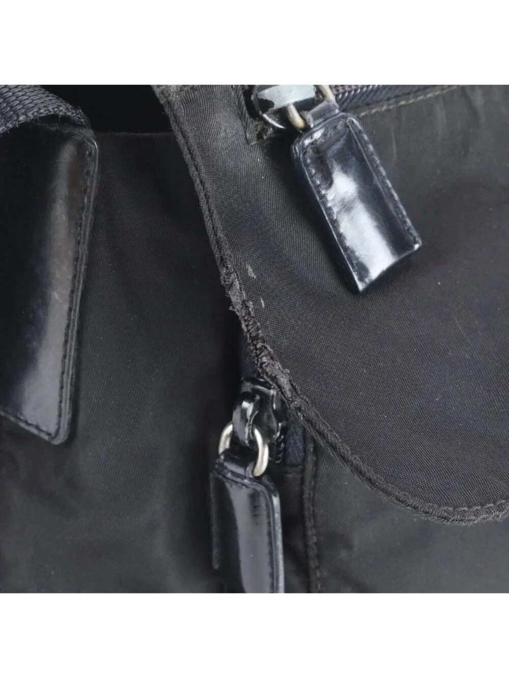 Prada Tessuto Nylon Triangle Logo Leather Shoulder Bag Crossbody Messenger